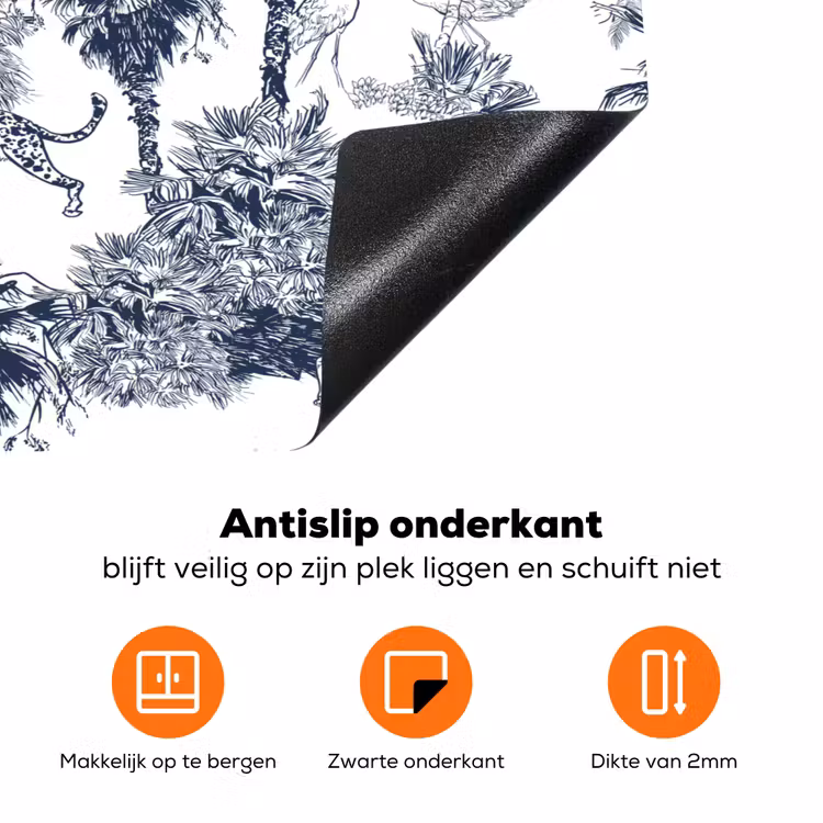 Jungle - Beplanting - Blauw Inductie beschermer vinyl 3mm klein 276 -zzzzzzz-td-onderkant