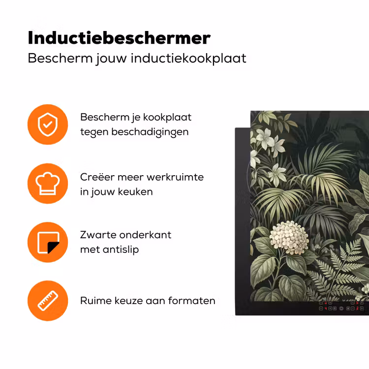 Jungle - Bladeren - Botanisch - Groen Inductie beschermer vinyl 3mm klein -zzzzzzz-td-ups