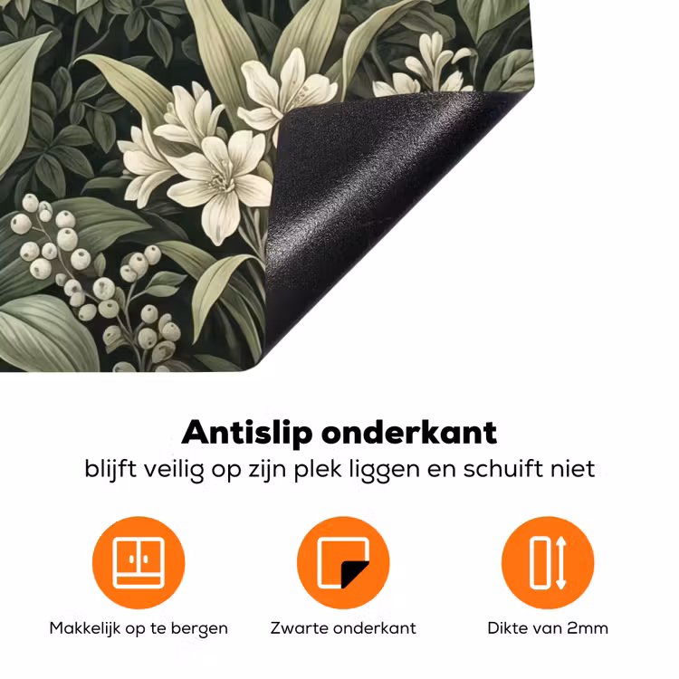 Jungle - Bladeren - Botanisch - Groen Inductie beschermer vinyl 3mm klein -zzzzzzz-td-onderkant