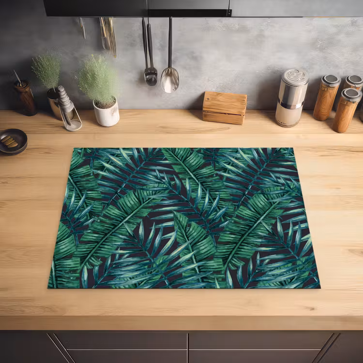 Jungle - Bladeren - Tropical Inductie beschermer vinyl 3mm klein -sfeer5