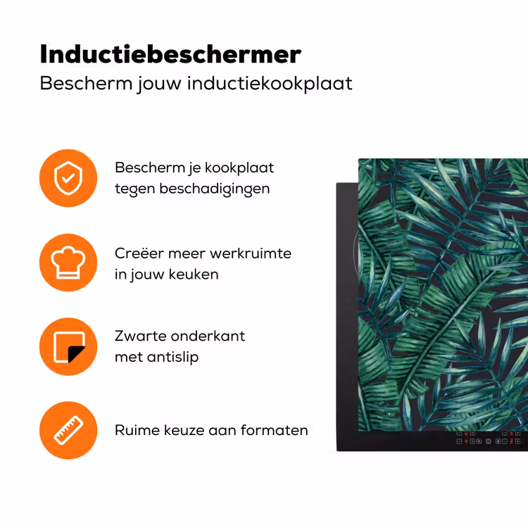 Jungle - Bladeren - Tropical Inductie beschermer vinyl 3mm klein -zzzzzzz-td-ups