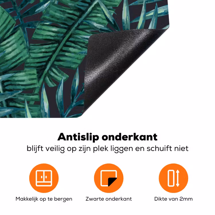 Jungle - Bladeren - Tropical Inductie beschermer vinyl 3mm klein -zzzzzzz-td-onderkant