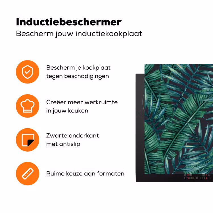 Jungle - Bladeren - Tropisch Inductie beschermer vinyl 3mm klein -zzzzzzz-td-ups