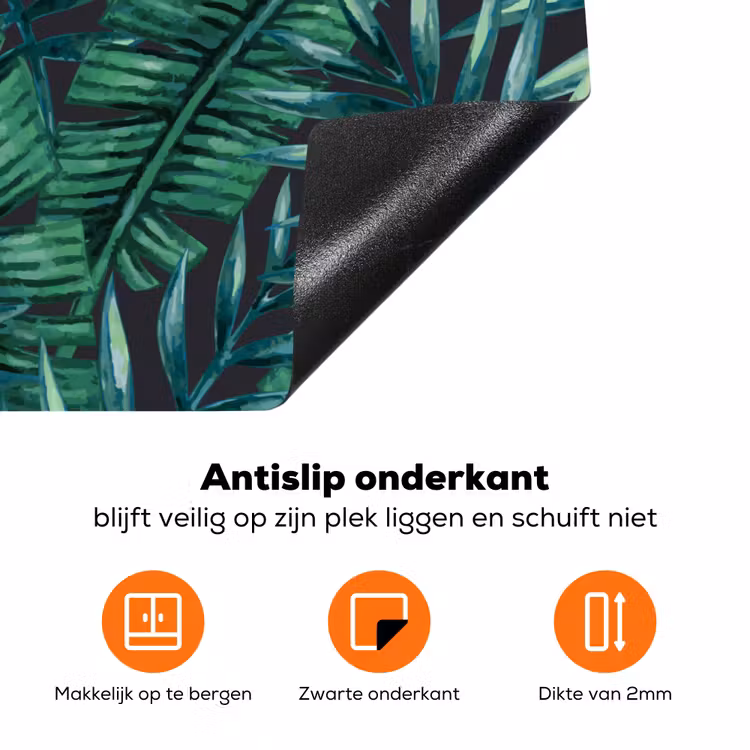 Jungle - Bladeren - Tropisch Inductie beschermer vinyl 3mm klein -zzzzzzz-td-onderkant