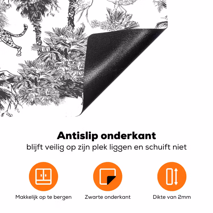 Jungle - Dieren - Grijs Inductie beschermer vinyl 3mm klein 276 -zzzzzzz-td-onderkant
