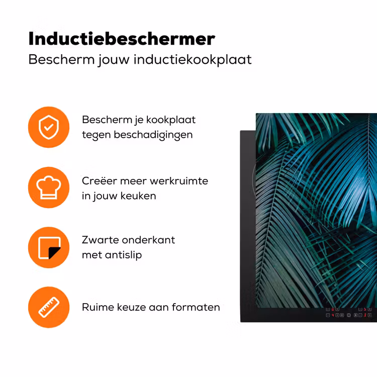 Inductie mat - Jungle - Inductie beschermer - Palmblad - Natuur Inductie beschermer vinyl 3mm klein -zzzzzzz-td-ups