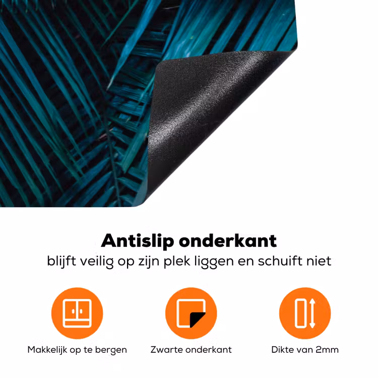 Inductie mat - Jungle - Inductie beschermer - Palmblad - Natuur Inductie beschermer vinyl 3mm klein -zzzzzzz-td-onderkant