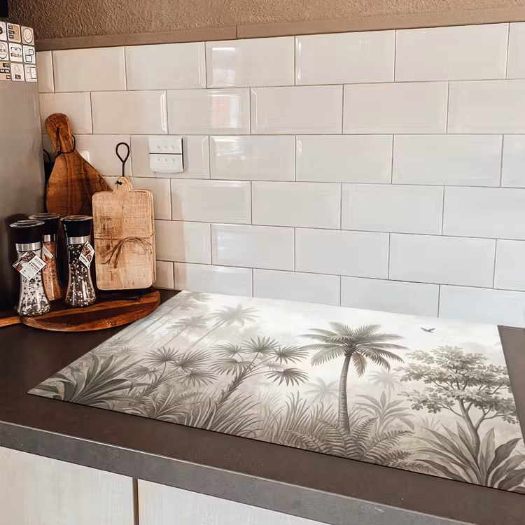 Jungle - Palmbomen - Natuur Inductie beschermer vinyl 3mm klein -sfeer3