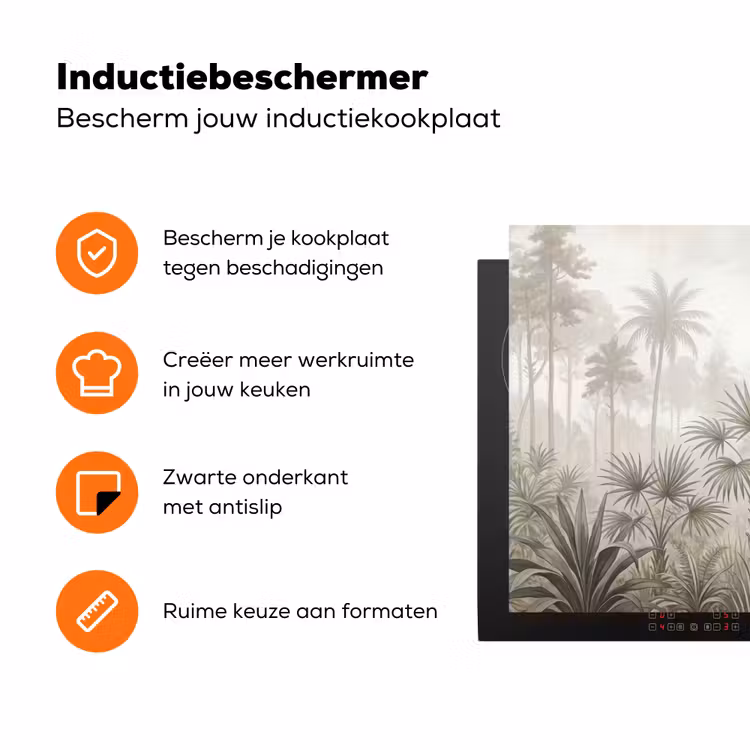 Jungle - Palmbomen - Natuur Inductie beschermer vinyl 3mm klein -zzzzzzz-td-ups