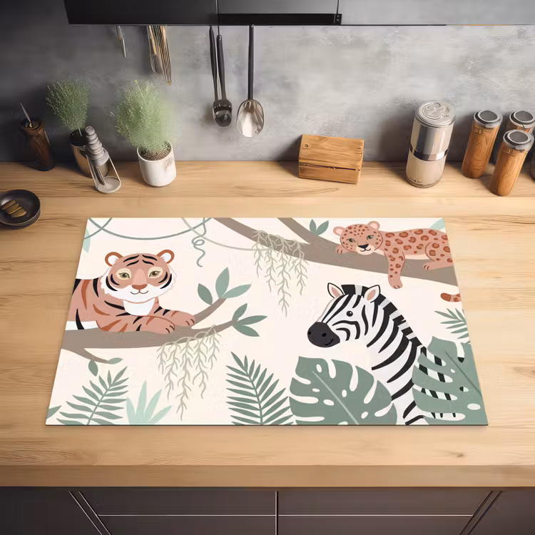 Jungle - Rustiek - Pastel Inductie beschermer vinyl 3mm klein -sfeer5