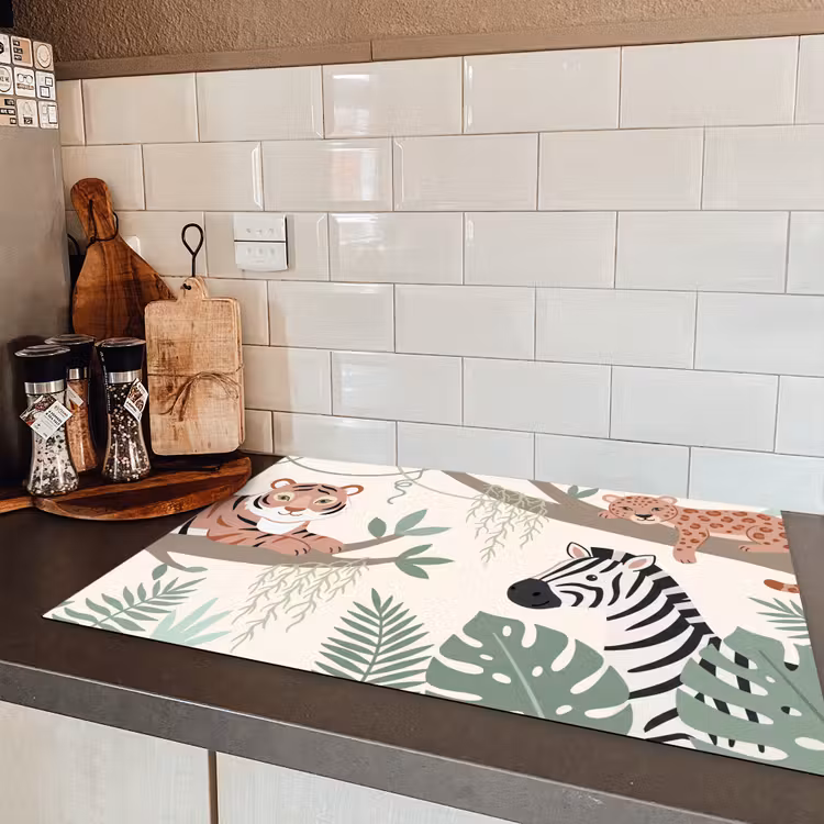 Jungle - Rustiek - Pastel Inductie beschermer vinyl 3mm klein -sfeer3