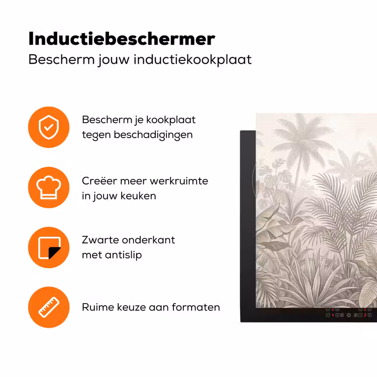 Jungle - Tropisch - Natuur -Vintage - Beige Inductie beschermer vinyl 3mm klein -zzzzzzz-td-ups