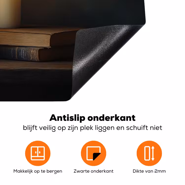 Kaarsen - Stilleven - Rustiek - Boeken Inductie beschermer vinyl 3mm klein -zzzzzzz-td-onderkant