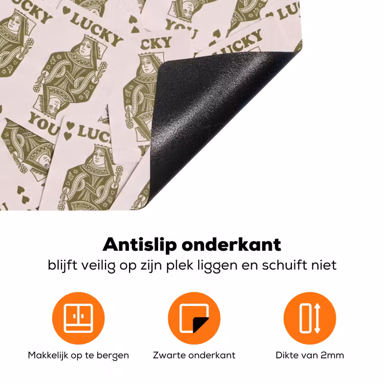Kaarten - Koningin - Patroon - Groen - Spel Inductie beschermer vinyl 3mm klein -zzzzzzz-td-onderkant