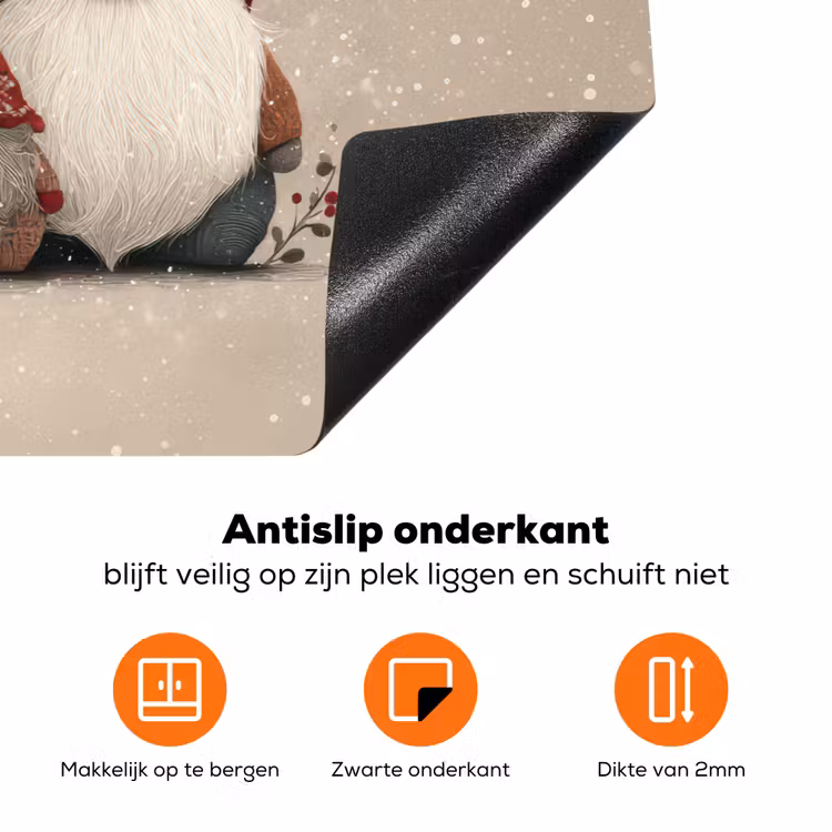 Kabouters - Kerst - Sneeuw - Puntmutsen Inductie beschermer vinyl 3mm klein -zzzzzzz-td-onderkant