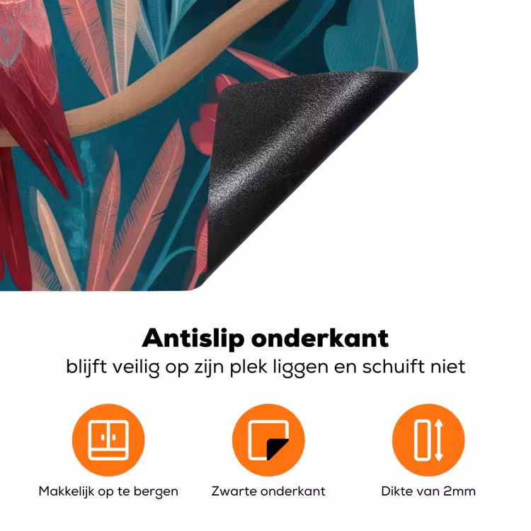 Kaketoe - Tropische bladeren - Tak Inductie beschermer vinyl 3mm klein -zzzzzzz-td-onderkant