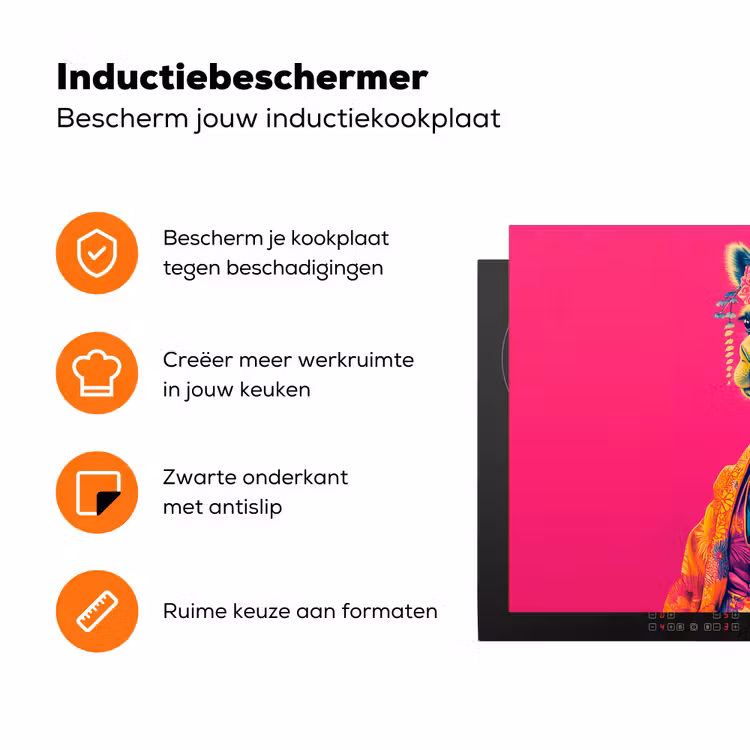 Kameel - Bloemen - Kimono - Waaiers Inductie beschermer vinyl 3mm klein -zzzzzzz-td-ups