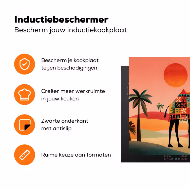 Kameel - Gekleurd tapijt - Duinen - Rode zon Inductie beschermer vinyl 3mm klein -zzzzzzz-td-ups