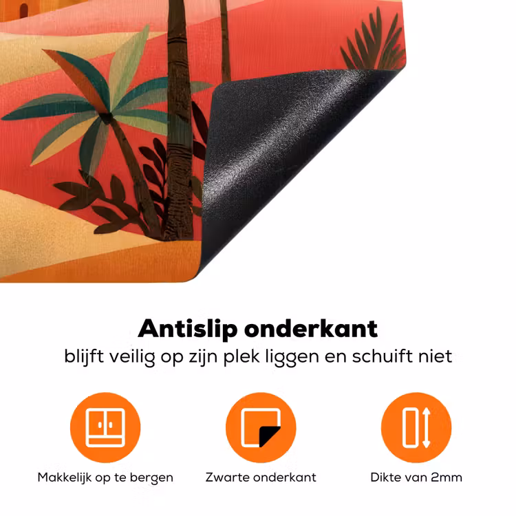 Kameel - Gekleurd tapijt - Duinen - Rode zon Inductie beschermer vinyl 3mm klein -zzzzzzz-td-onderkant