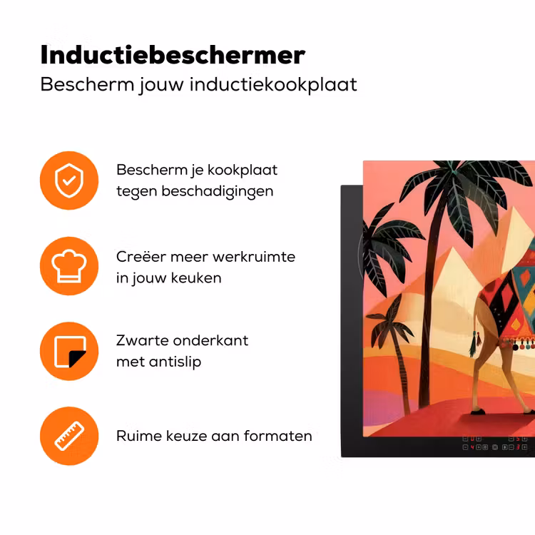 Kameel - Pyramides - Rode zon Inductie beschermer vinyl 3mm klein -zzzzzzz-td-ups