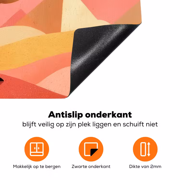Kameel - Pyramides - Rode zon Inductie beschermer vinyl 3mm klein -zzzzzzz-td-onderkant