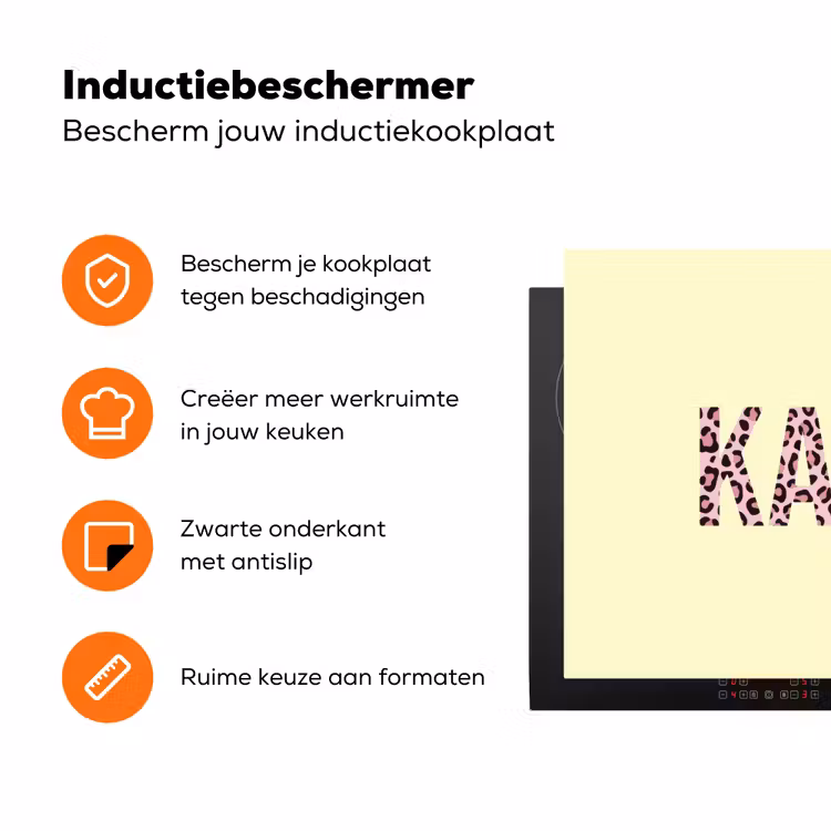 Karma - Luipaardprint - Geel Inductie beschermer vinyl 3mm klein -zzzzzzz-td-ups