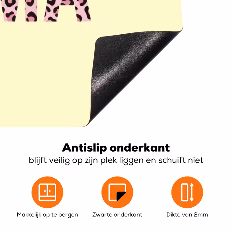 Karma - Luipaardprint - Geel Inductie beschermer vinyl 3mm klein -zzzzzzz-td-onderkant