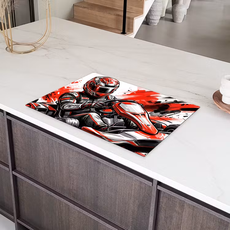 Kart - Coureur - Snelheid - Rood Inductie beschermer vinyl 3mm klein -sfeer8