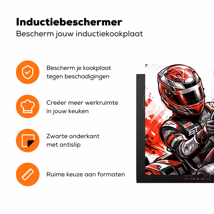 Kart - Coureur - Snelheid - Rood Inductie beschermer vinyl 3mm klein -zzzzzzz-td-ups