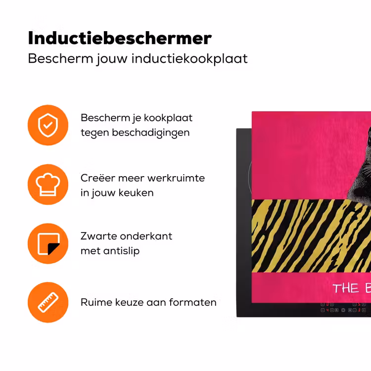 Kat - Baas - Roze - Tijgerprint Inductie beschermer vinyl 3mm klein -zzzzzzz-td-ups