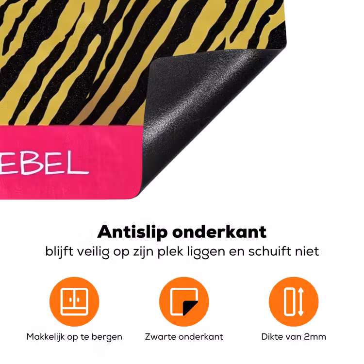 Kat - Baas - Roze - Tijgerprint Inductie beschermer vinyl 3mm klein -zzzzzzz-td-onderkant