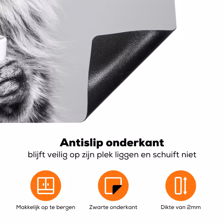 Kat - Bril - Mok - Pluizig Inductie beschermer vinyl 3mm klein -zzzzzzz-td-onderkant