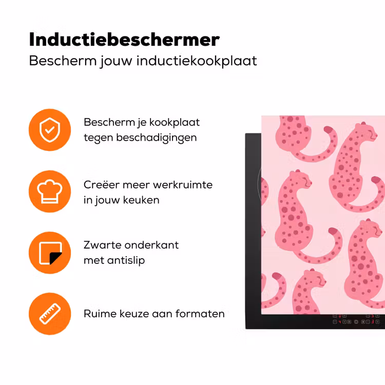 Kat - Gevlekt - Dieren - Patroon - Roze Inductie beschermer vinyl 3mm klein -zzzzzzz-td-ups