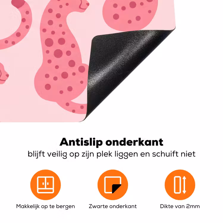 Kat - Gevlekt - Dieren - Patroon - Roze Inductie beschermer vinyl 3mm klein -zzzzzzz-td-onderkant