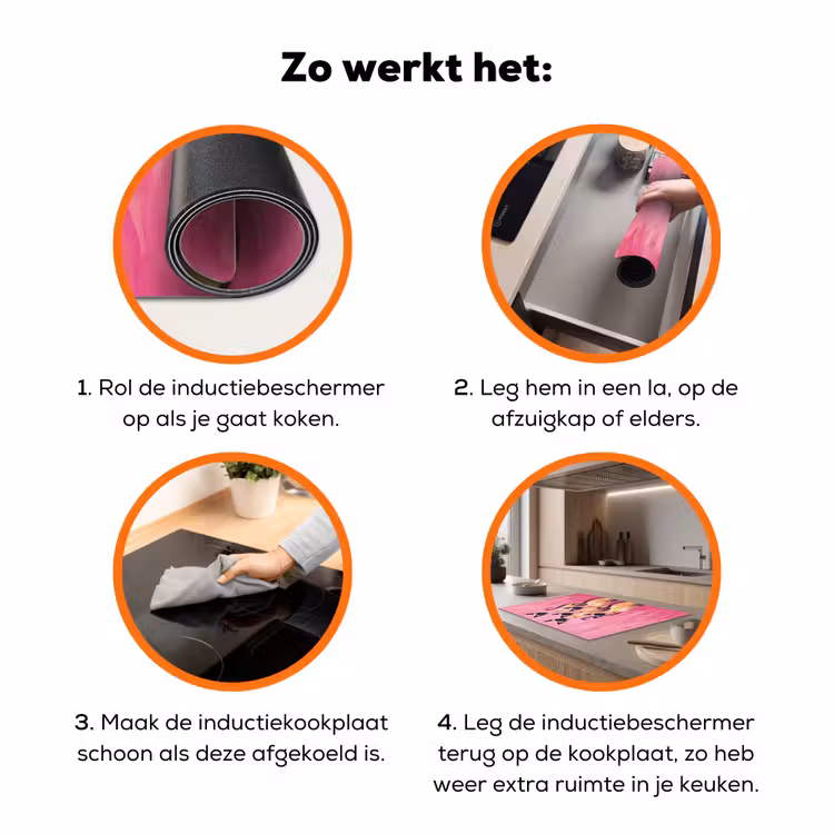 Kat - Groep - Dieren - Modern - Roze Inductie beschermer vinyl 3mm klein -zzzzzzz-td-werking