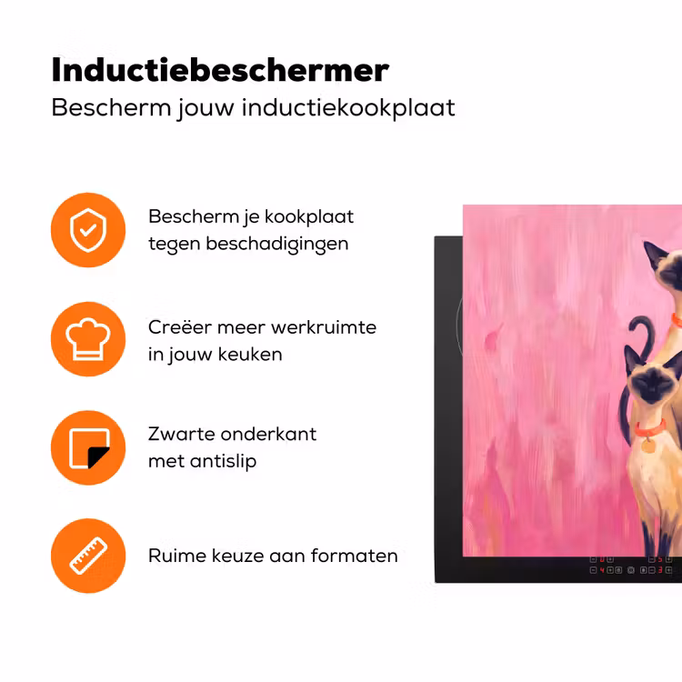 Kat - Groep - Dieren - Modern - Roze Inductie beschermer vinyl 3mm klein -zzzzzzz-td-ups