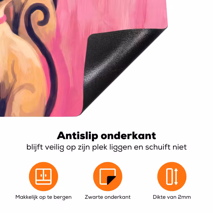 Kat - Groep - Dieren - Modern - Roze Inductie beschermer vinyl 3mm klein -zzzzzzz-td-onderkant