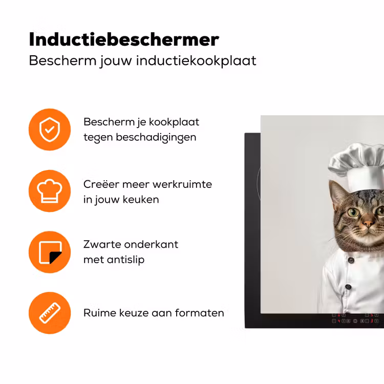 Kat - Hond - Kokskleding Inductie beschermer vinyl 3mm klein -zzzzzzz-td-ups
