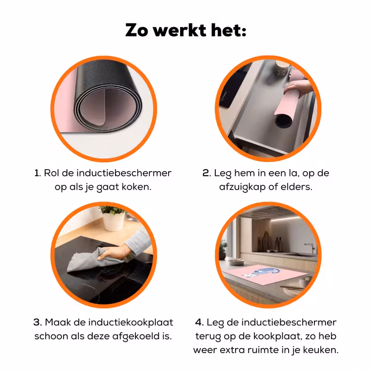 Kat - Illustratie - Minimalistisch - Roze Inductie beschermer vinyl 3mm klein -zzzzzzz-td-werking
