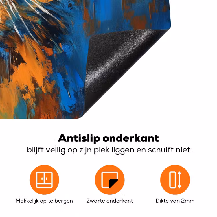 Kat - Kleurrijk - Oranje - Blauw Inductie beschermer vinyl 3mm klein -zzzzzzz-td-onderkant