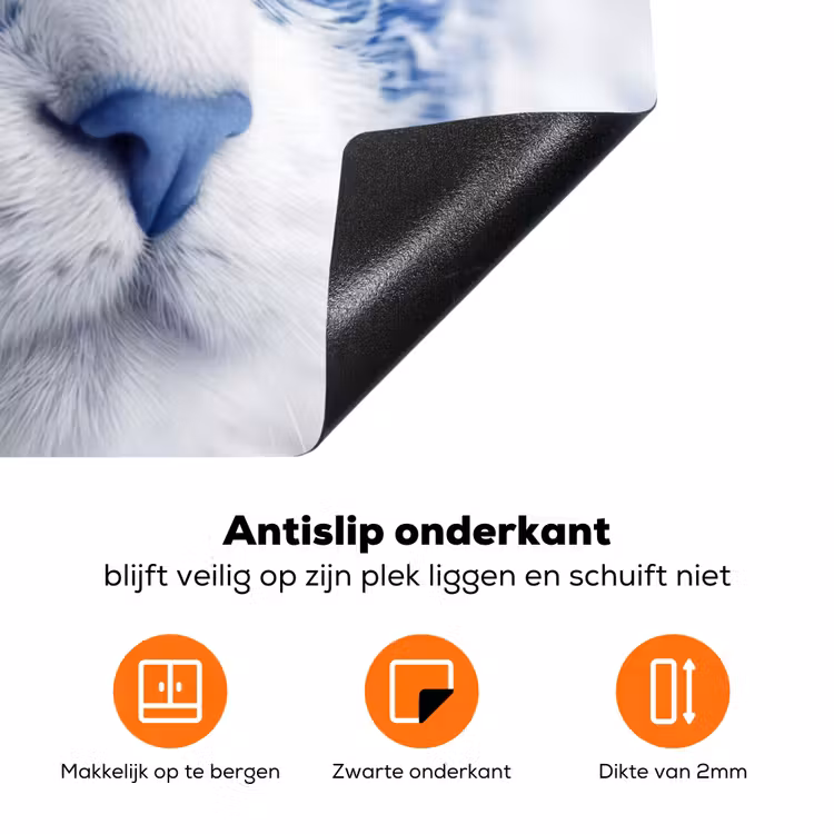 Kat - Patroon - Blauw Inductie beschermer vinyl 3mm klein -zzzzzzz-td-onderkant