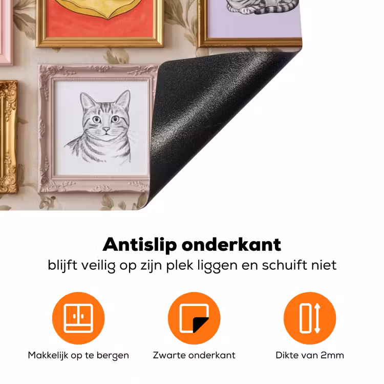 Kat - Portret - Dieren - Illustratie - Lijst Inductie beschermer vinyl 3mm klein -zzzzzzz-td-onderkant