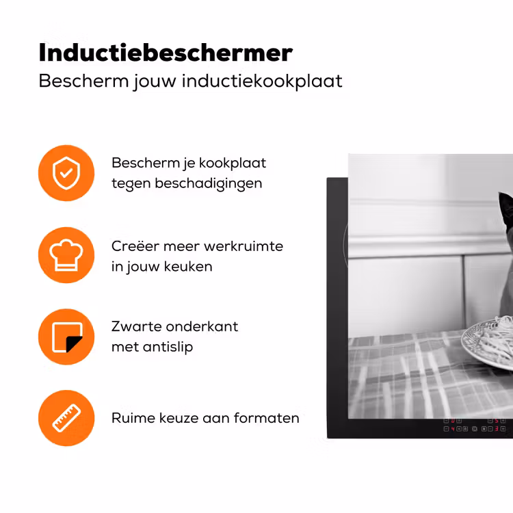 Kat - Siamees - Zwart Wit - Schattig - Dieren Inductie beschermer vinyl 3mm klein -zzzzzzz-td-ups