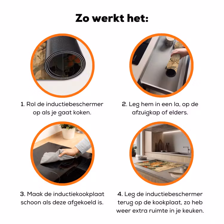 Kat - Sierlijk - Bloemen Inductie beschermer vinyl 3mm klein -zzzzzzz-td-werking