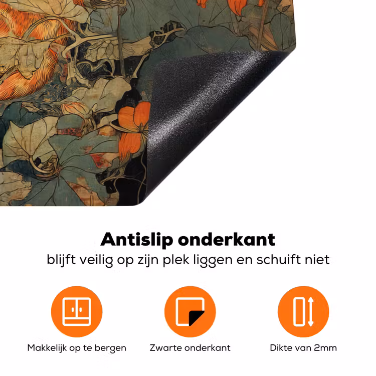 Kat - Sierlijk - Bloemen Inductie beschermer vinyl 3mm klein -zzzzzzz-td-onderkant