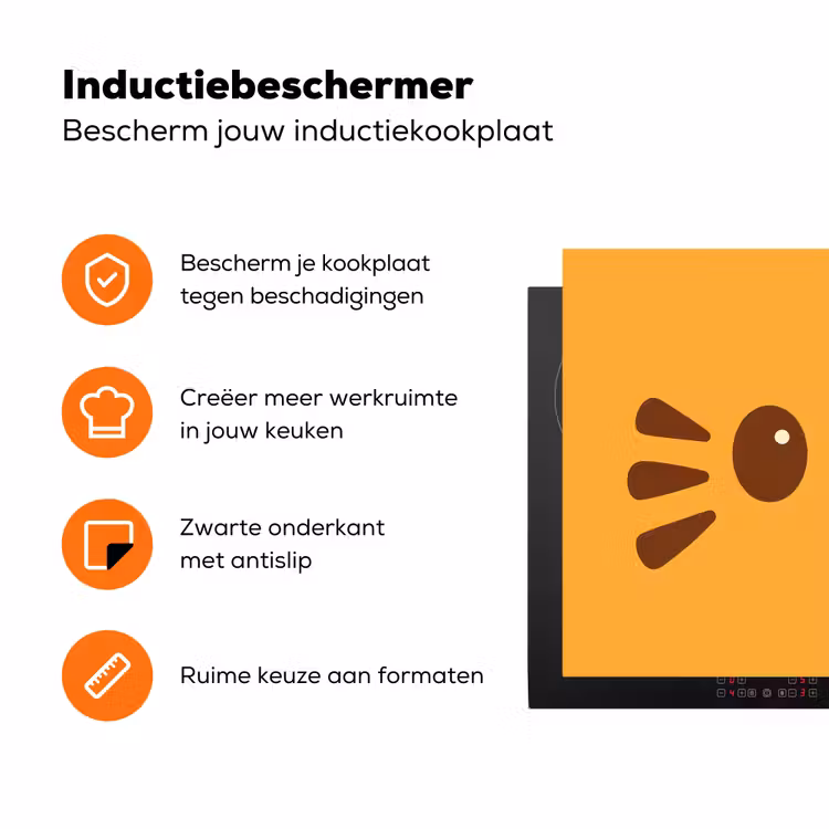 Kat - Simplistisch - Oranje - Vrolijk Inductie beschermer vinyl 3mm klein -zzzzzzz-td-ups