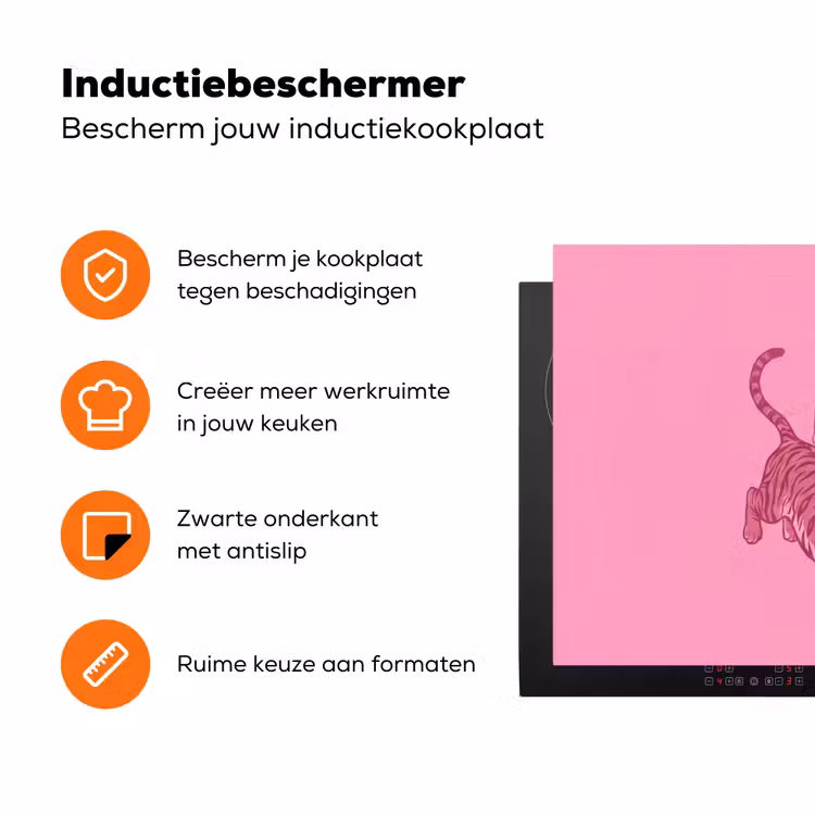 Kat - Springend - Dieren - Roze - Modern Inductie beschermer vinyl 3mm klein -zzzzzzz-td-ups