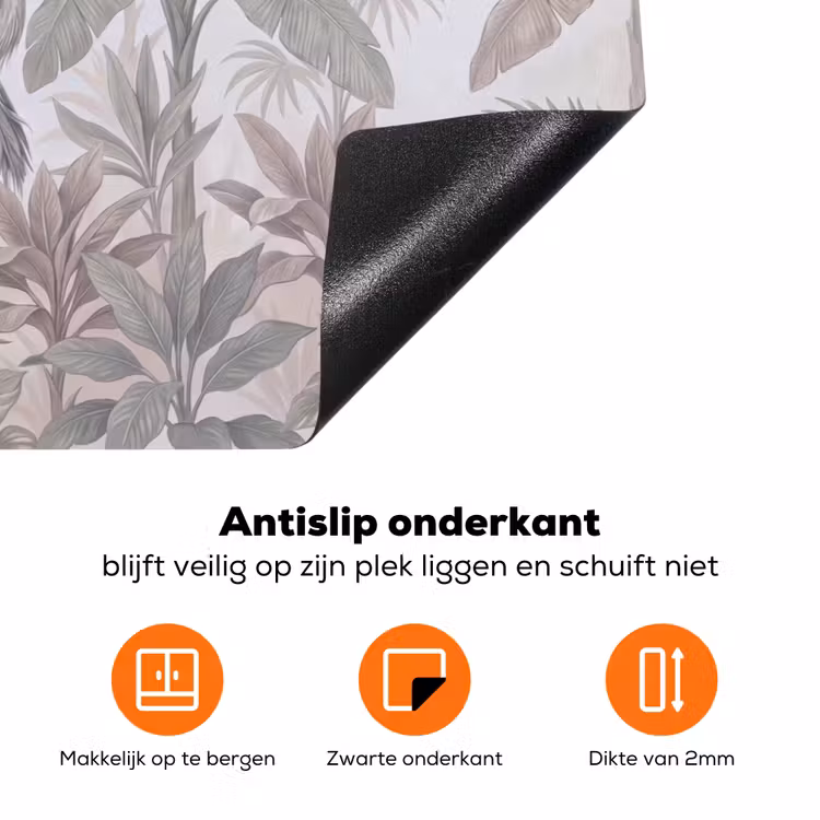 Kat - Vogel - Jungle - Illustratie - Dieren Inductie beschermer vinyl 3mm klein -zzzzzzz-td-onderkant