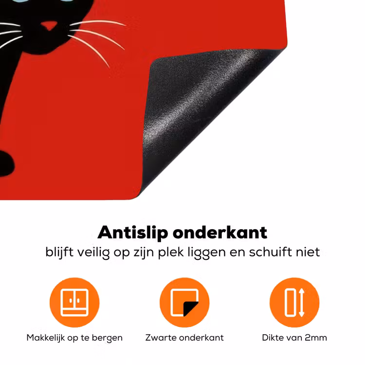 Kat - Zwart - Staart Inductie beschermer vinyl 3mm klein -zzzzzzz-td-onderkant
