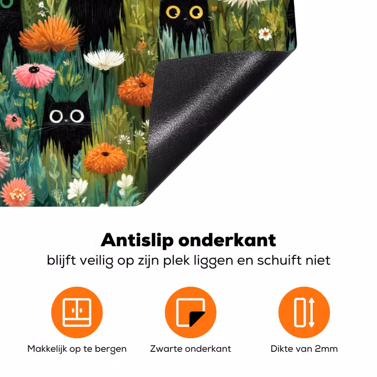 Katten - Bloemen - Kleurrijk Inductie beschermer vinyl 3mm klein 276 -zzzzzzz-td-onderkant